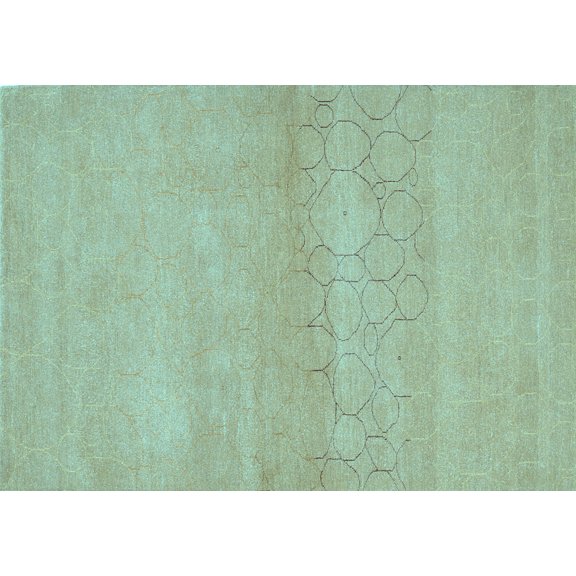Ahgly Company Indoor Rectangle Abstract Light Blue Contemporary Area Rugs, 2' x 4'