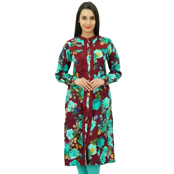 Bimba Floral Winter Tunic Rayon Kurta Straight Ethnic Kurti Blouse