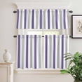 thumbnail image 2 of 3 Piece Kitchen Curtains and Valances Set Purple Grey Striped Cafe Curtains 36 Inch Length Minimalist Farmhouse Stripe Valance & Tier Curtain for Living Room Bedroom Small Window 54"x18"+27"x36"*2, 2 of 6