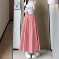 thumbnail image 5 of Women's Culottes Skirt Pants Textured Elastic High Waist A Line Flowy Maxi Skorts with Pockets Lightweight Casual Beach Wide Leg Trousers Pink, 5 of 5