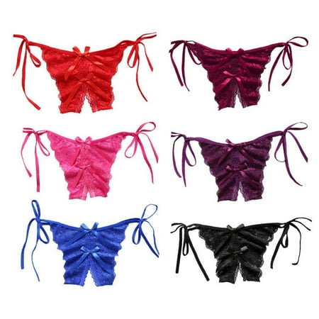 

Thong Panty Low Waist 6 Pairs Soft Thong Underwear String Lace Thongs for Women