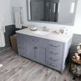 thumbnail image 3 of Caroline 60" Single Bath Vanity in Gray with White Quartz Top and Square Sink with Polished Chrome Faucet and Matching Mirror, 3 of 3