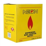 NEON Universal Butane Gas Lighter Refill Ultra Refine - 12 Pack Display (Yellow)