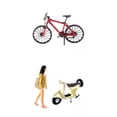 thumbnail image 1 of Figuras de dioramas Sunnimix Paquete de 3 Figuras 1/64 chica que conduce motocicleta montar en bicicleta, 1 of 8