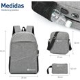 thumbnail image 5 of Mochila Antirrobo Bluelander, Mochila Cruzada y Lapicera, Set de 3 piezas, con Puerto USB, Gris Claro, 5 of 5