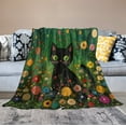 thumbnail image 6 of A Black Cat in The Flower Garden Cozy Flannel Throw 50"x60" Black Cat And Watercolor Flower Luxury Velvet Super Soft for Couch Bed Living Room Throw Blanket Novelty Unique Ideas Gifts Blankets, 6 of 8