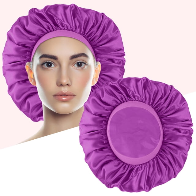 Riforla Bonnet en Satin Bonnet en Soie Bonnet de Nuit pour Femmes Très Grand Réversible Ajustable Bonnet en Satin Sommeil Cheveux Bouclés Naturels Soins Capillaires H