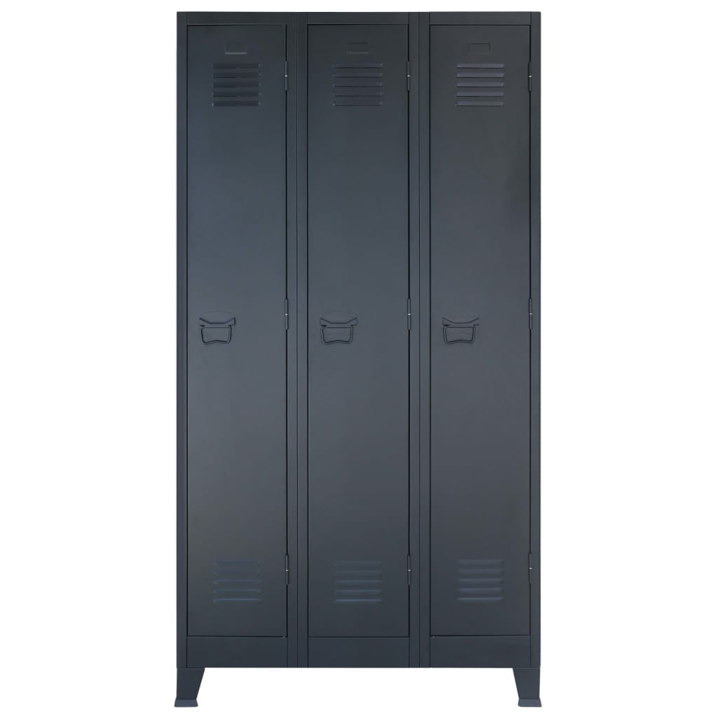 Kepooman Locker Cabinet with 3 Compartments for Office Home, Black Kepooman Locker Cabinet with 3 Compartments for Office Home, Black