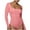 Pink, variant on Elainilye Fashion Womens Bodysuit Long Sleeve Solid Color Square Neck Tight Fitting Cutout Jumpsuit Thong Shapewear,Blue