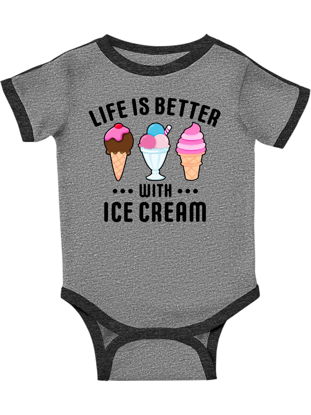 Inktastic Life Is Better With Ice Cream With Bowl And Two Cones Infant Creeper