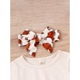thumbnail image 4 of Peyakidsaa Kid Baby Girls Pants Set Short Sleeve Ruffled T-shirt with Bull/Cow Pattern Flare Pants and Headband, 4 of 8