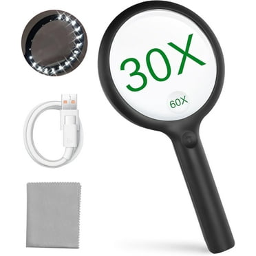Magnifying Glass with Light - LED Magnifiers for Reading USB Rechargeable Magnifying Glasses with Light for Close Work 3 Modes Jewelers Magnifying Glass for Seniors Vision Impairment Black