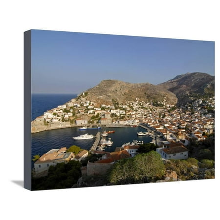 Small Boats in the Harbor of the Island of Hydra, Greek Islands, Greece, Europe Stretched Canvas Print Wall