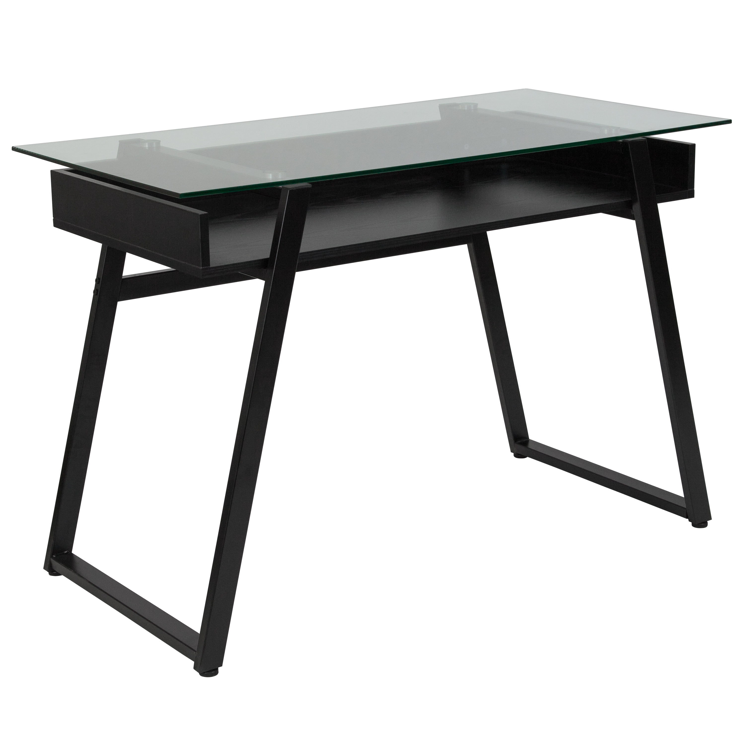 Flash Furniture Huntley Glass Computer Desk With Shelf And Black Flash Furniture Huntley Glass Computer Desk With Shelf And Black Metal Legs Com