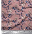 thumbnail image 1 of Soimoi Tissu Georgette Viscose Feuilles & Roses Imprimé Floral 1 Yard 42 Pouces de Large, 1 of 3