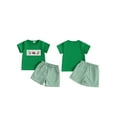 thumbnail image 2 of Toddler Baby Boy Summer Outfits 6 12 18 24 Months 2T 3T 4T Animal Embroidery Round Neck Short Sleeve Tops with Stripe Shorts Clothes Set, 2 of 9
