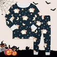 thumbnail image 2 of Gelikeya Kids Halloween Pajamas Sets, Long Sleeve Cotton Tops Pants 2 Piece Outfits, Loungewear Nightiewear Sleepwear (#03 Navy, 7-8 Years), 2 of 5