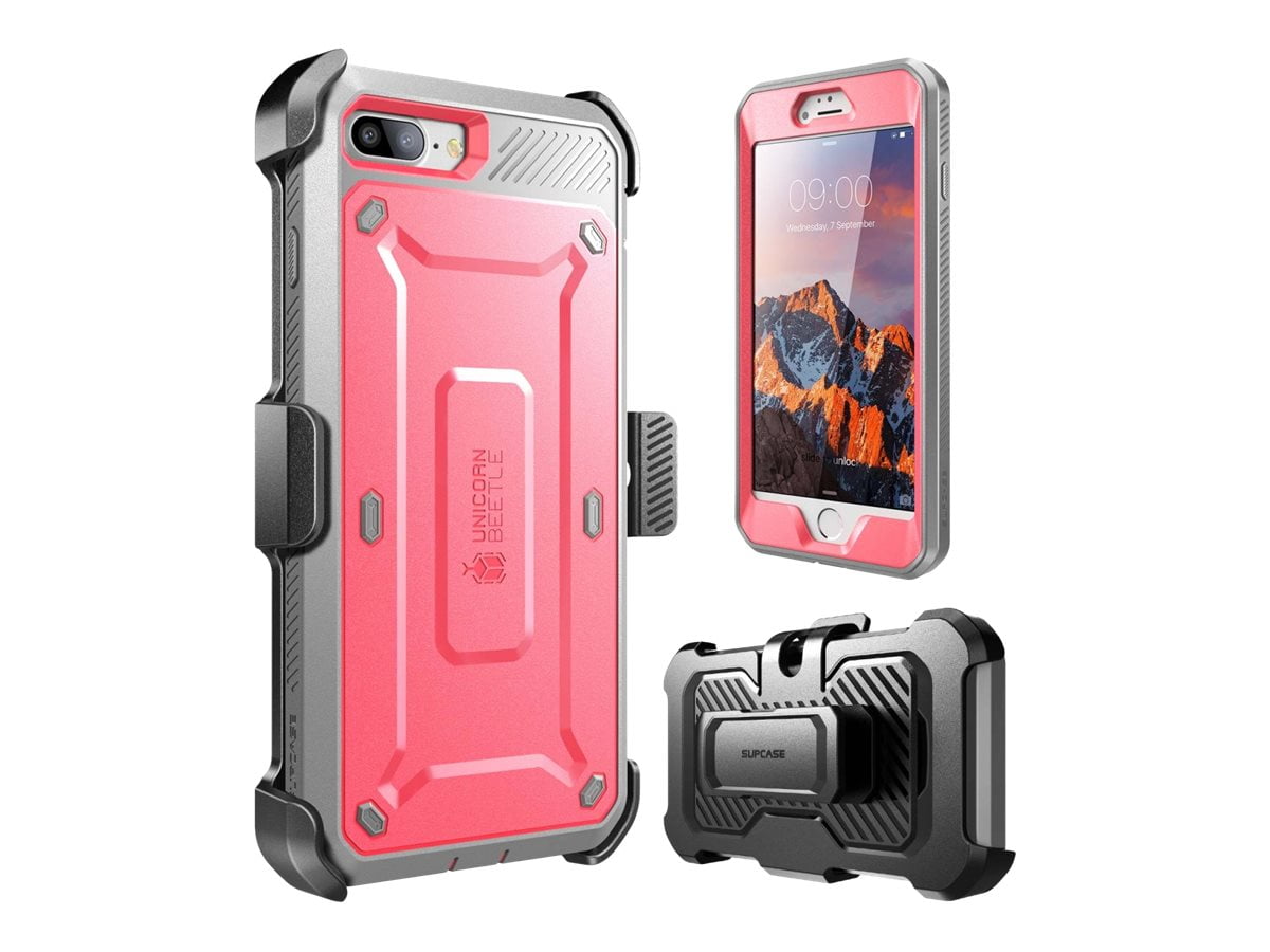 SUPCASE Unicorn Beetle Pro Holster - Protective for cell phone - rugged - polycarbonate, thermoplastic polyurethane - gray, pink - for Apple iPhone -