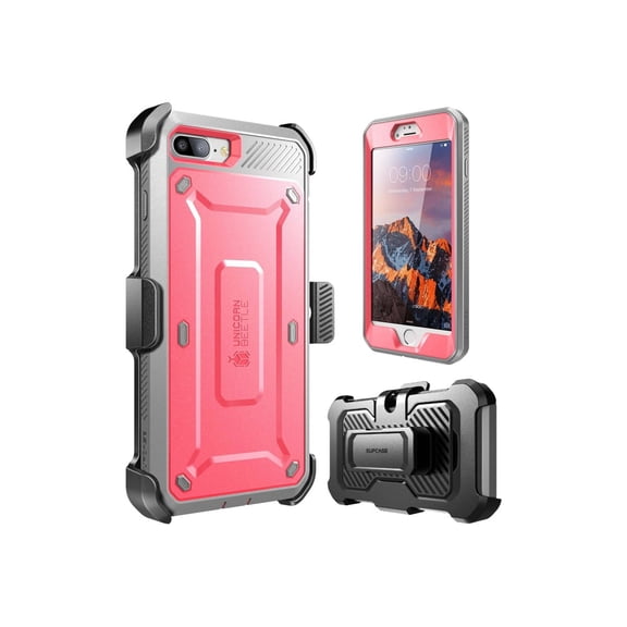 SUPCASE Unicorn Beetle Pro Holster - Protective case for cell phone - rugged - polycarbonate, thermoplastic polyurethane (TPU) - gray, pink