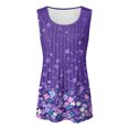 thumbnail image 4 of vigerkar Women's Summer Tank Tops Pleated Crew Neck Floral Solid Loose Fit Casual Sleeveless Flowy Boho Tunic Shirts (Dark Purple, S), 4 of 6