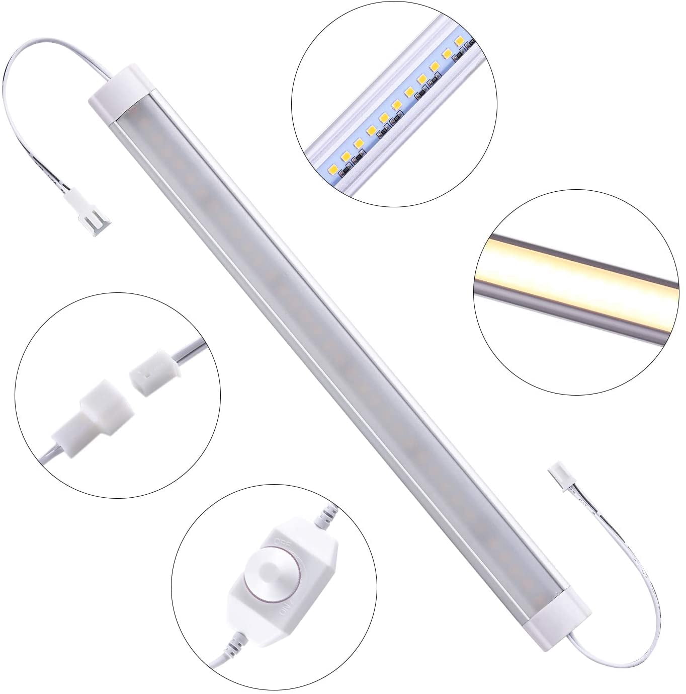 11 Inches LED Under Counter Lighting Kit, Dimmable Cabinet Strip Lighting Fixture DC 24V(8 pcs)