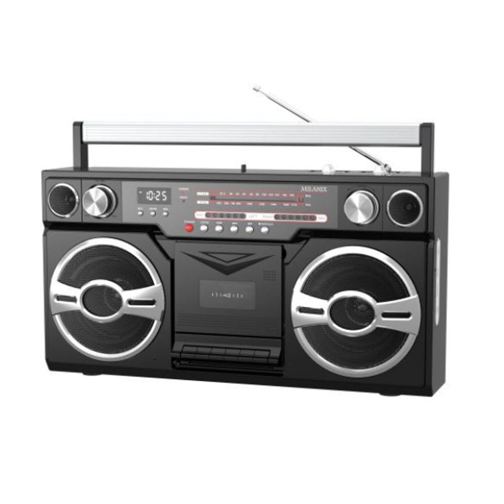 Vintage Retro 1980s Portable Boombox Cassette Player with Bluetooth, AM