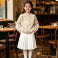 thumbnail image 6 of GiLiling Girls Round Neck Knitted Sweater with Cute Bow Decor, Solid Color Long Sleeve Pullover Top, Casual Knitwear for Kids Fall Winter School Outfits (Khaki, 9-10 Years), 6 of 7