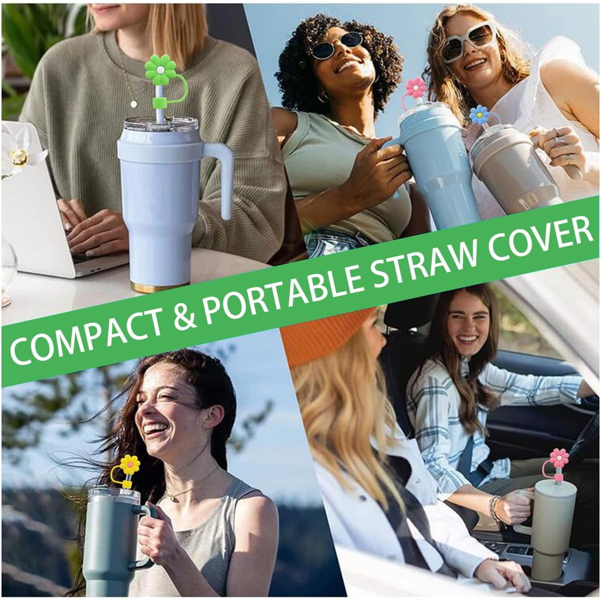 4 Pack Silicone Straw Cover Cap for Stanley Cup,Straw Topper Compatible  with 40oz Tumbler with Handle,Cloud Straw Tip Covers for 10 mm Straws  Stanley