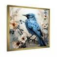 thumbnail image 2 of Designart "Minimalist Blue Avian Among Florals I" Birds Of Paradise Picture Framed Wall Art Living Room, 2 of 5