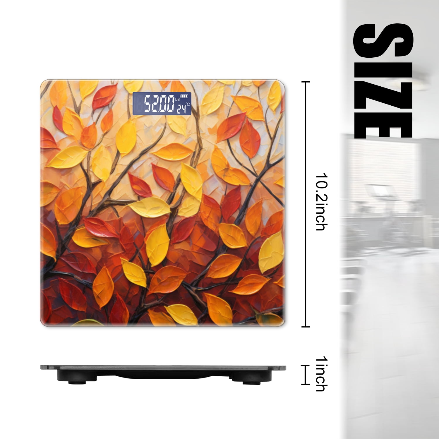 Bathroom Scale, Highly Accurate Digital Body Scale,Precisely Measures Weight up to 400 lbs-Autumn Leaves On Tree Branches With Warm Colors