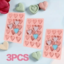 Heart Shaped Molds 3Pcs, Silicone Chocolate and Candy Molds for Valentine's Day, Multi-Use for Resin, Jelly, Ice and Baking