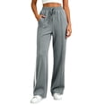 thumbnail image 2 of Hurxie Wide Leg Sweatpants Women High Waisted Baggy Sweat Pants Elastic Elevated Seams Loose Active Pants with Pockets Gray,XL, 2 of 6