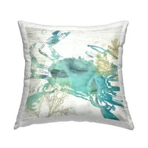 Stupell Industries Abstract Blue Crab Square Decorative Printed Throw Pillow, 18 x 18