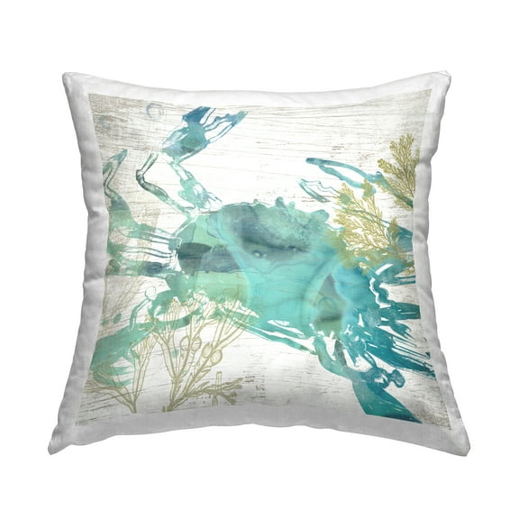 Stupell Industries Abstract Blue Crab Square Decorative Printed Throw Pillow, 18 x 18