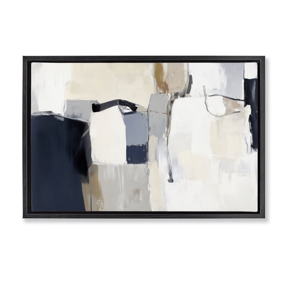 Stupell Industries Neutral Tapestry Abstraction Black Framed Floater Canvas Wall Art design by Irena Orlov, 17 x 25