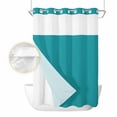 thumbnail image 2 of Teal No Hook Shower Curtain Waterproof, Bathroom Curtains with Snap in Liners and See Through Top Window, Turquoise Pure Teal Hotel Style Bathtub Curtains Shower 60"Wx72"L, 2 of 8