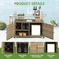 thumbnail image 5 of HOMEFUN Outdoor Kitchen Island Wicker Serving Console Cart & Grill Bar Table Waterproof with Wheels and Ice Bucket Backyard and BBQ Prep, Brown, 5 of 14