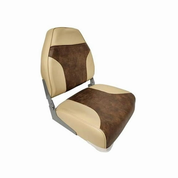 Horizon Manufacturing 1002-AHJ 21.5 in. Fold Down High Back Boat Seat, Sand & Brown