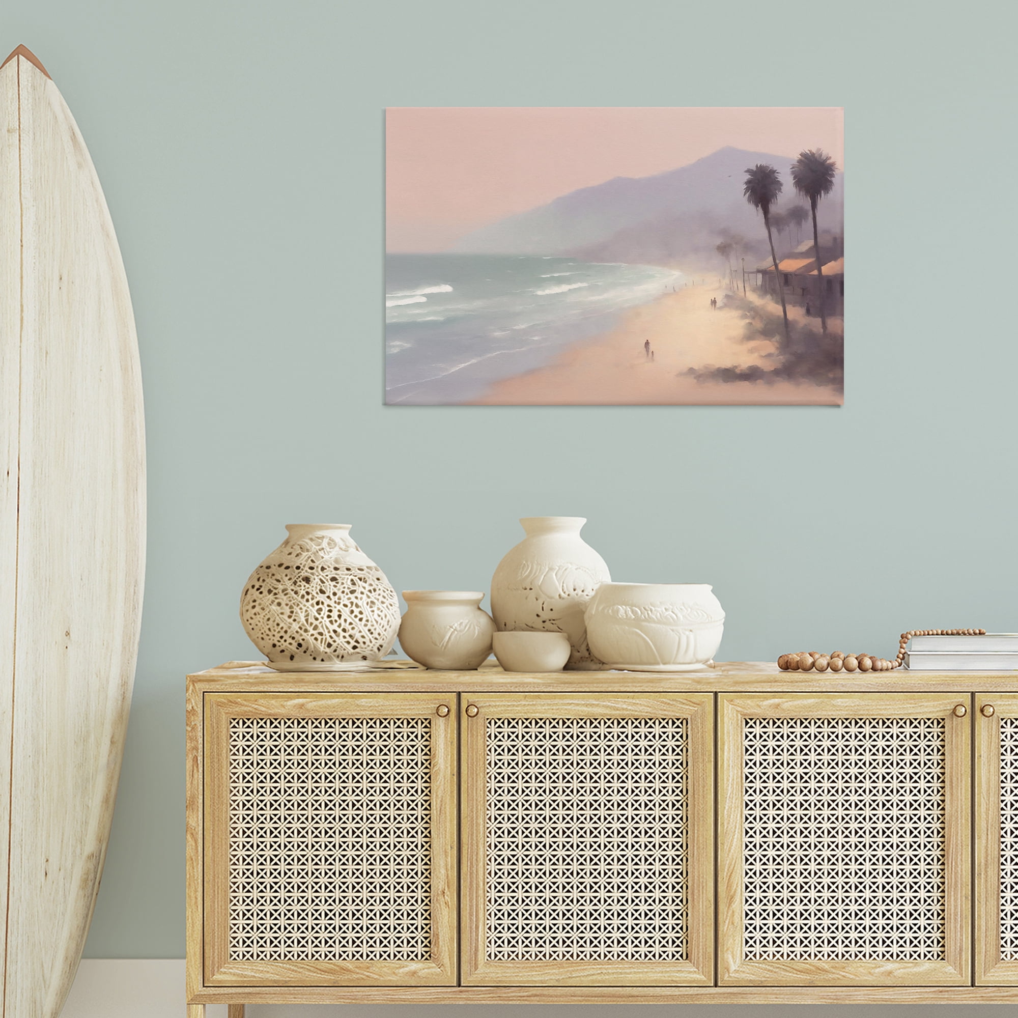 Stupell Industries Beachside Cabins View Landscape & Nature Painting Wrapped Canvas Art Print Wall Art, 36 x 24