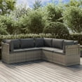 thumbnail image 1 of vidaXL 5 Piece Garden Lounge Set with Cushions Grey Poly Rattan, 1 of 5