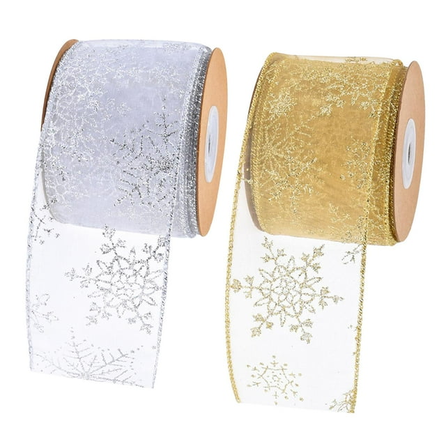 jifeng Homyl 2pcs 10 Yards Christmas Ribbon for Gift Wrapping Crafts Wreaths Decoration