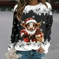 thumbnail image 2 of Tiweut Christmas Casual Sweatshirts for Womens Cool Santa Cow Printed Round Neck Long Sleeved Hooded Lightweight Loose Fit Pullover Ladies Tops Black,L, 2 of 4