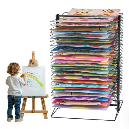 STAWAY Heavy Duty Art Drying Rack with 50 Removable Shelves - Adjustable Metal Painting Rack for Classroom, Studio & Home - Supports 16.53 lbs, Easy Assembly & Compact Storage