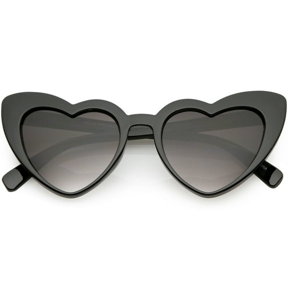Women's Oversize Heart Sunglasses Gradient Lens 51mm (Black / Lavender)