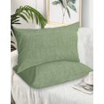 thumbnail image 2 of Vintage Forest Green Pillow Covers Queen Size 2 Pack, Farmhouse Retro Solid Color Linen Texture Soft Bed Throw Pillowcases Breathable Cooling Long Lumbar Body Pillow Sham Cover for Bed Sofa 20''x30'', 2 of 7