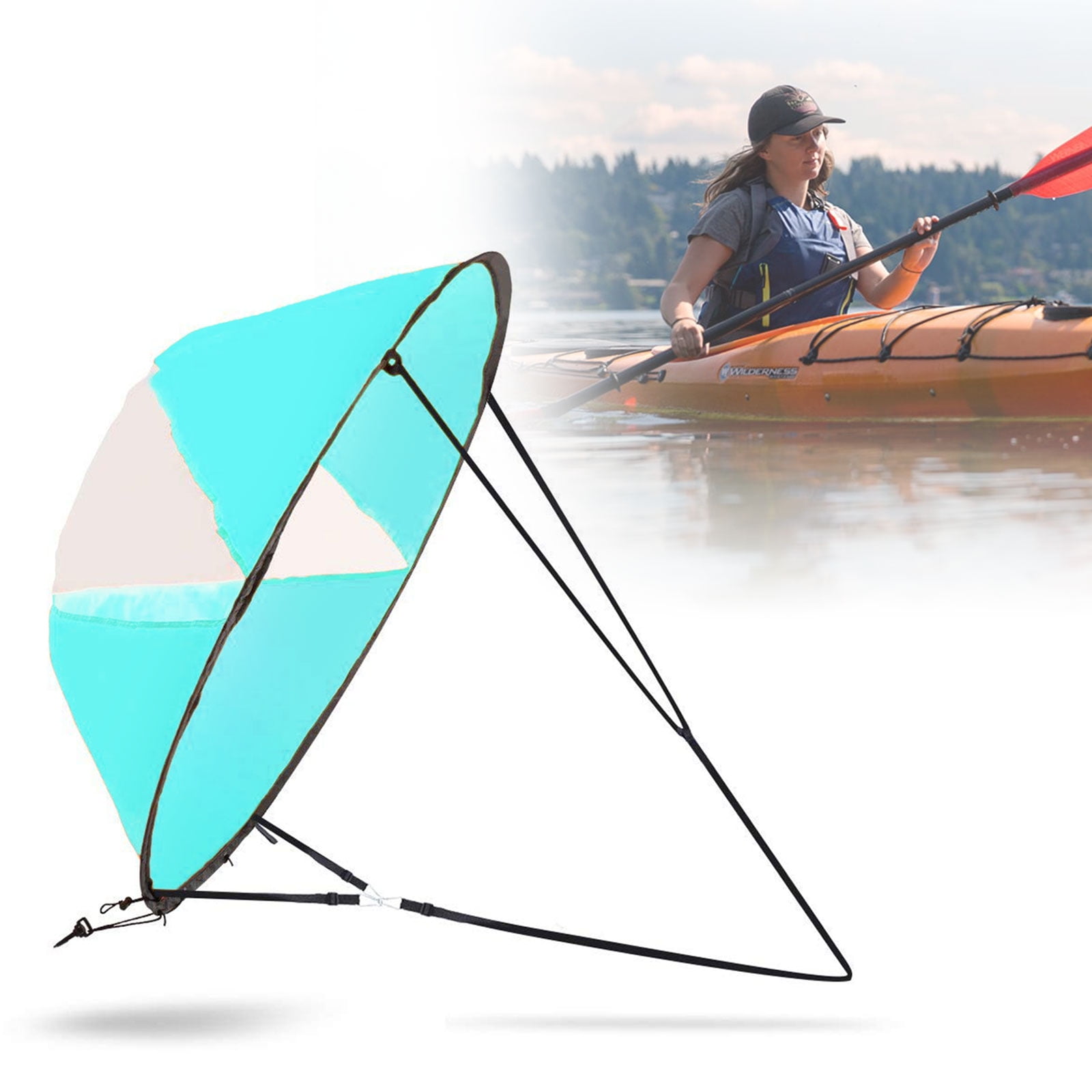 SODIAL Downwind Wind Sail Kit 42 inches Kayak Canoe Accessories Easy Setup & Deploys Quickly Compact & Portable 