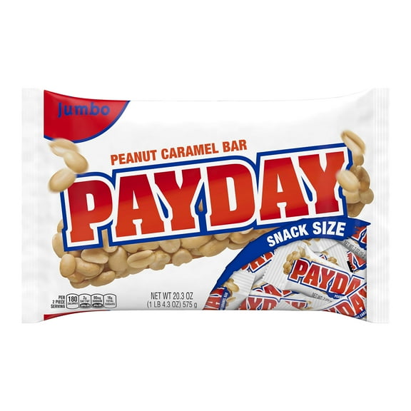 Hershey's Payday Peanut Caramel MZF22 Snacksize Candy Bar Jumbo Bag, 20.3 oz