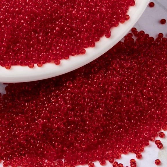 10 g MIYUKI Round Rocailles Beads Japanese Seed Beads 15/0 (RR140) Transparent Red Orange 1.5mm Hole: 0.7mm 5555pcs/10g