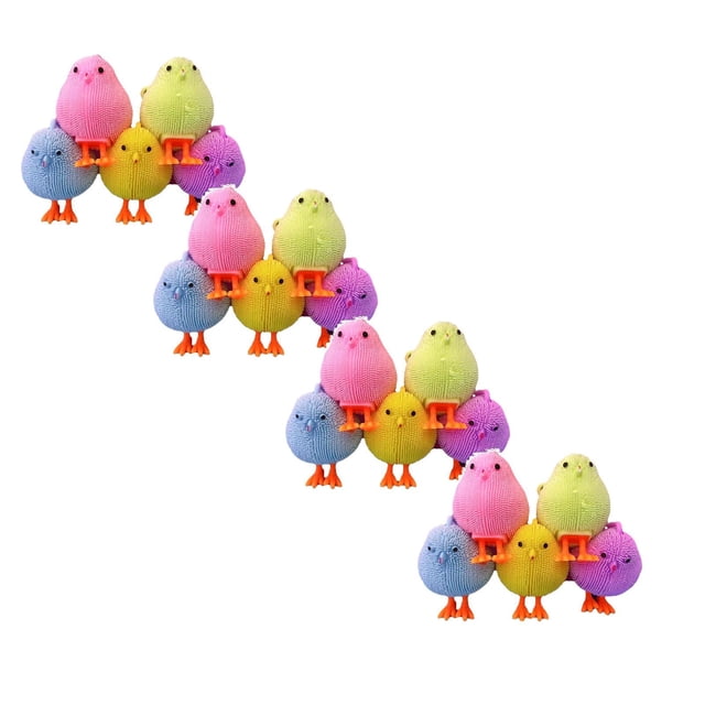 Paquete de 4 luces LED de Pascua con forma de pollo, pequeñas y brillantes, con luces intermitentes, para bañera, colores surtidos, salchichas de 6 cm