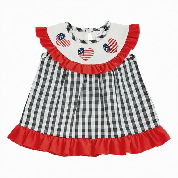 WUANDIXFA Baby Girl Dresses Baby Girls 4th of July Dress USA Dresses American Flag Dress Independence Day Patriotic Outfit 18-24 Months,Red